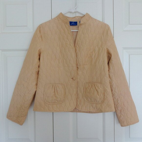 JH Collectibles Women's 100% Silk Gold‎ Color Quilted Jacket with Pockets Size S - Picture 1 of 8